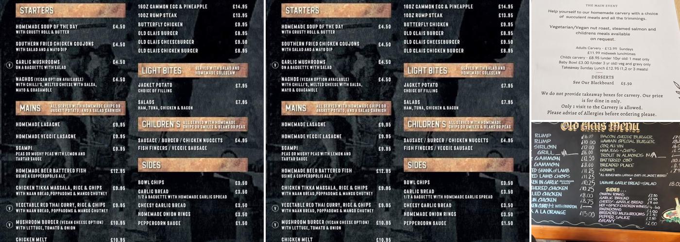 The Old Glais Inn Menu