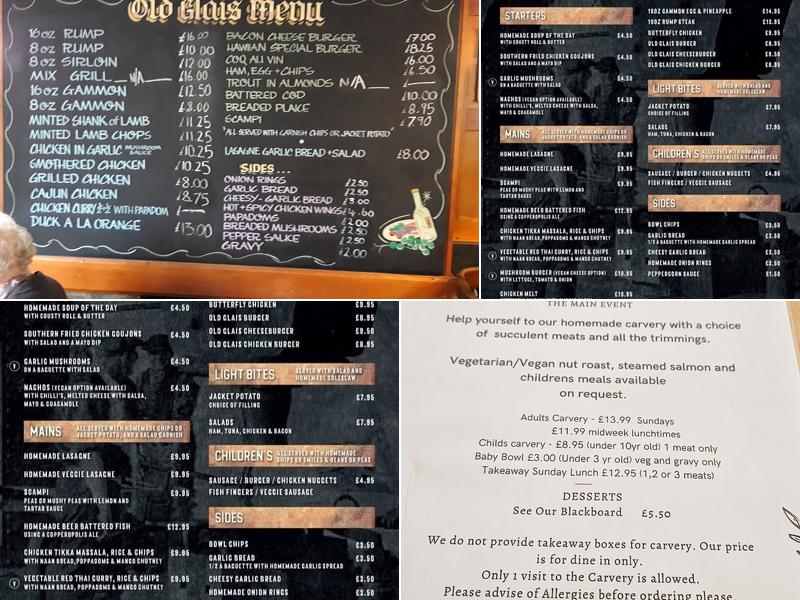 The Old Glais Inn Menu