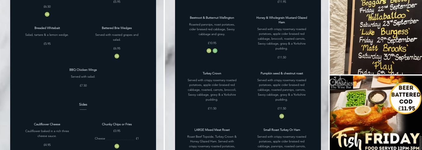 Christies Wine Bar & Bistro Menu
