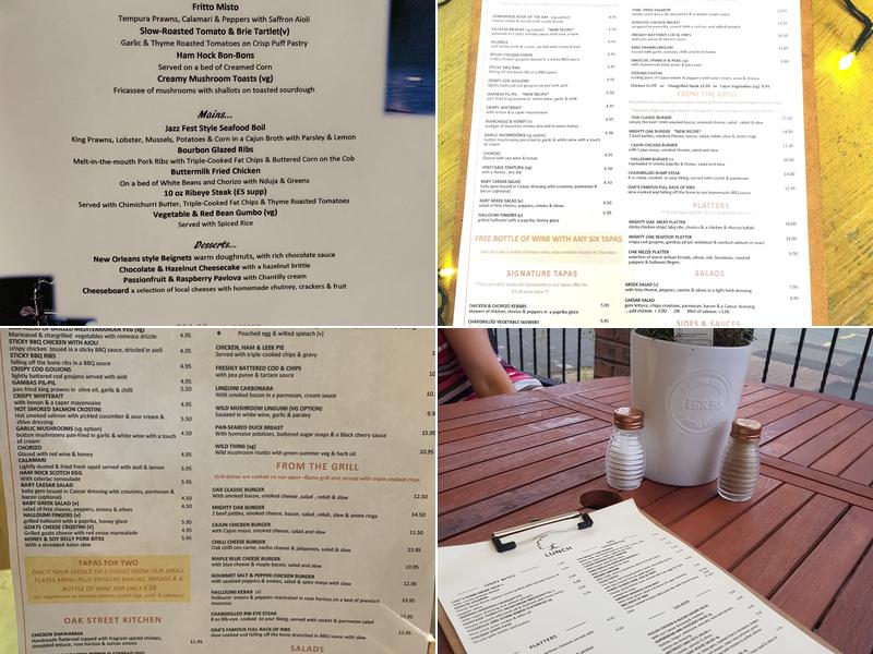 Oak Bar & Bistro Menu