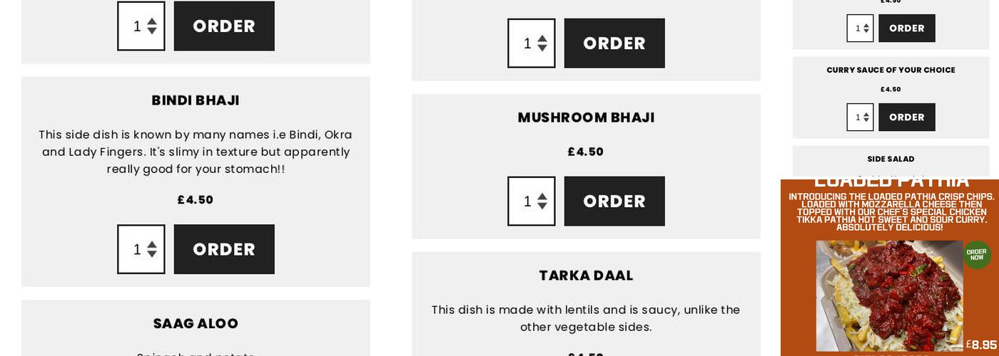 No1 masala indian restaurant & takeaway Menu