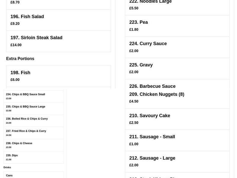 The Sunny House Menu