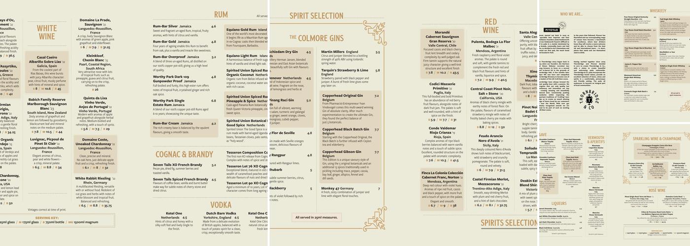 The Colmore Menu