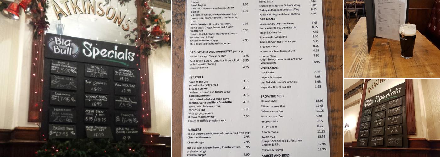 The Big Bulls Head Menu