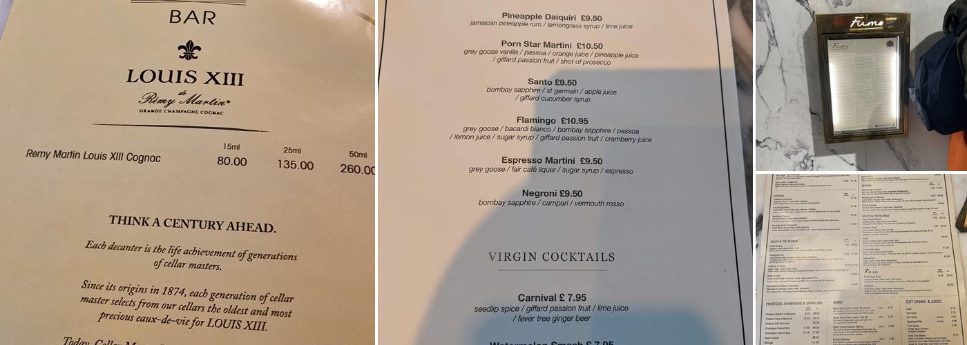 Fumo Selfridges Menu