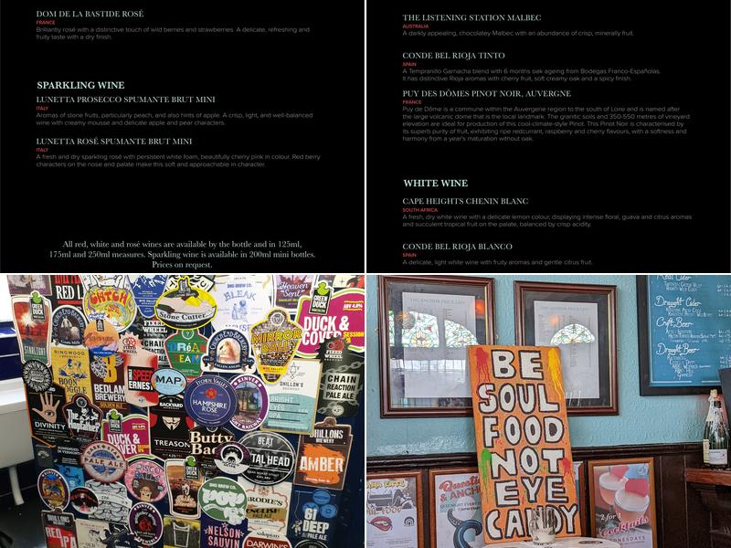 The Anchor Digbeth Menu