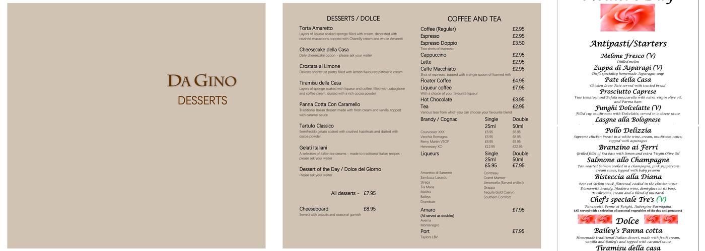 Ristorante Da Gino Menu