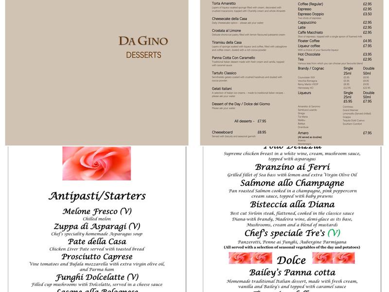 Ristorante Da Gino Menu