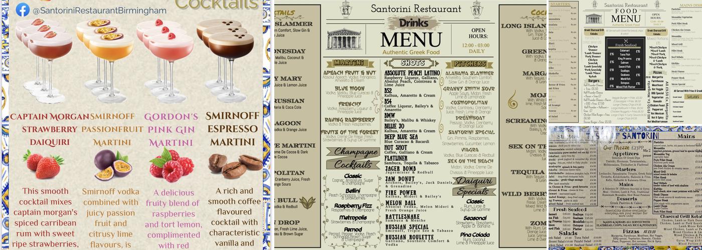 Santorini Greek Restaurant Menu