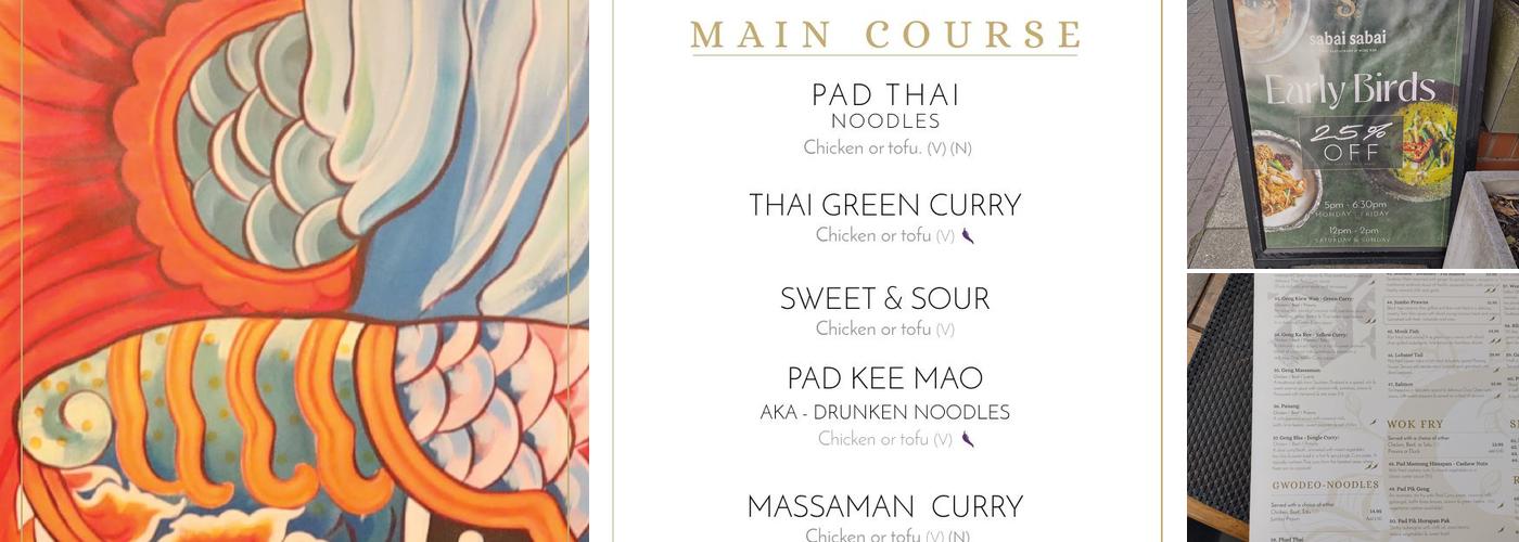 Sabai Sabai - Harborne Menu
