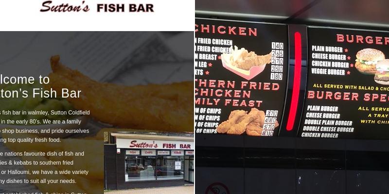 Suttons Fish Bar Menu