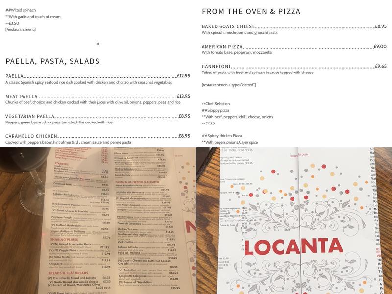 Locanta italian restaurant Menu