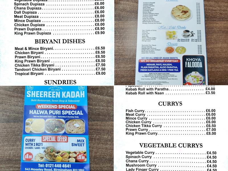 Sheereen Kadah Menu