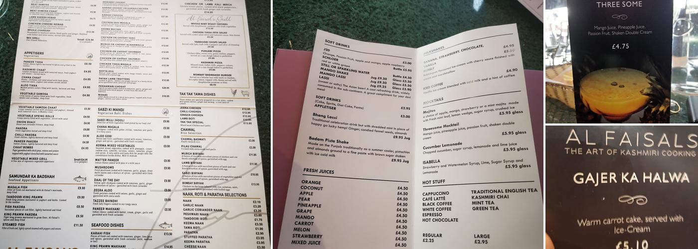 Al Faisals Menu