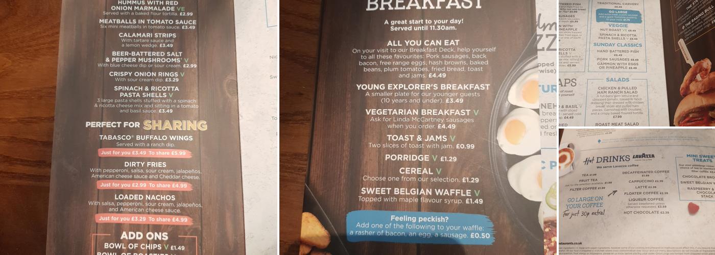 Sheldon Hall Stonehouse Menu