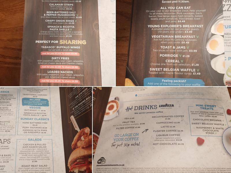 Sheldon Hall Stonehouse Menu