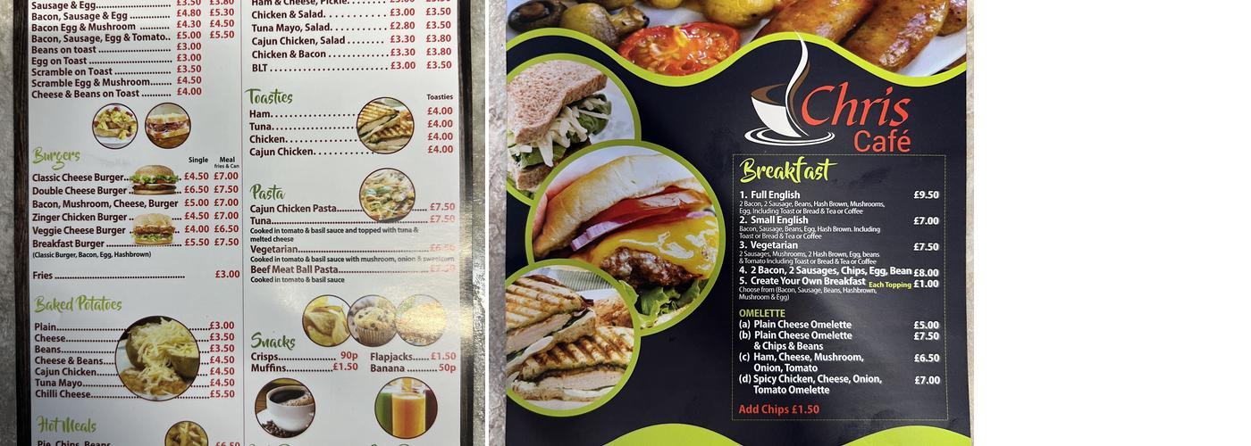 Chris's Cafe Menu