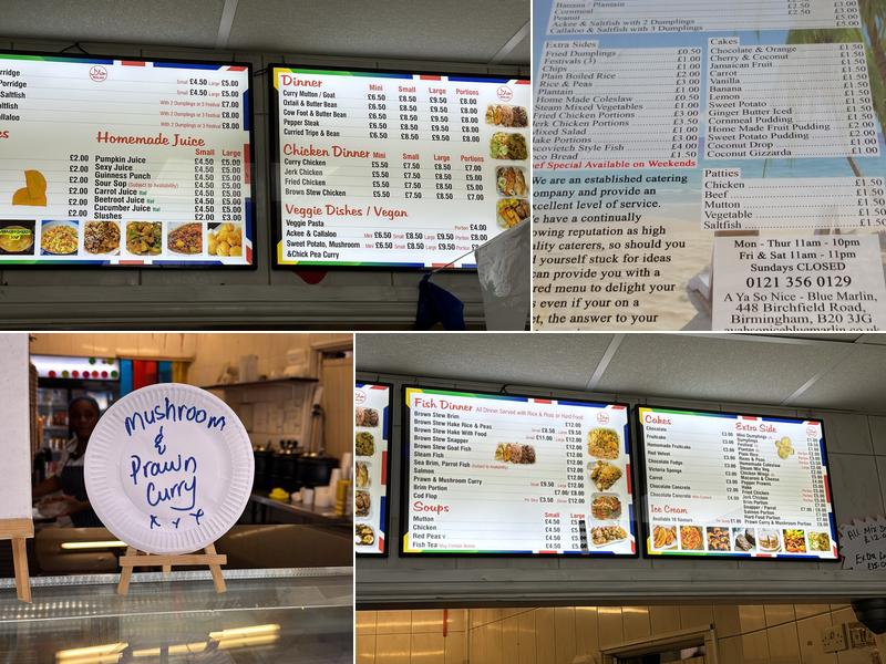 Blue Marlin Perry Barr Menu