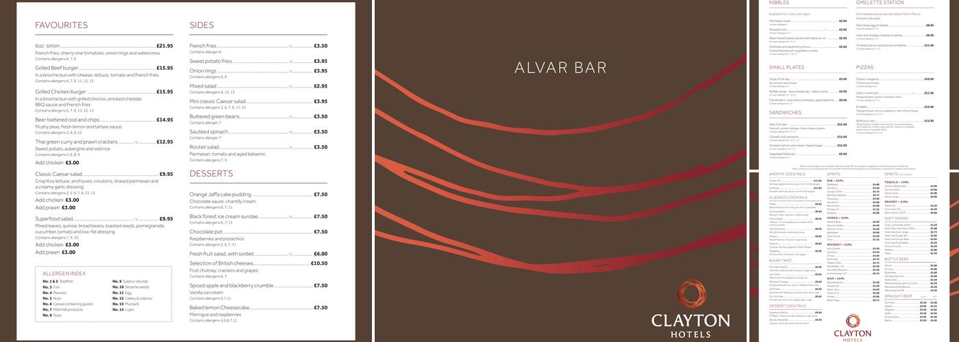 Alvar Bar Menu