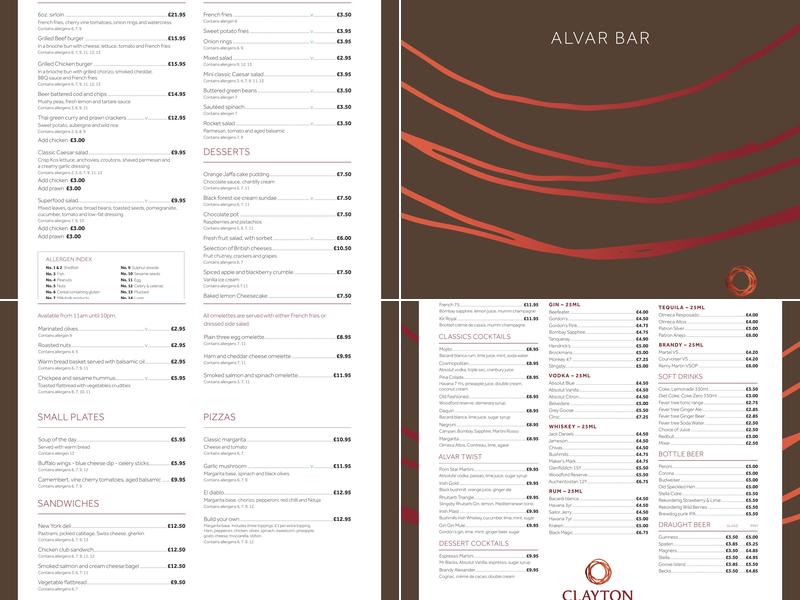 Alvar Bar Menu