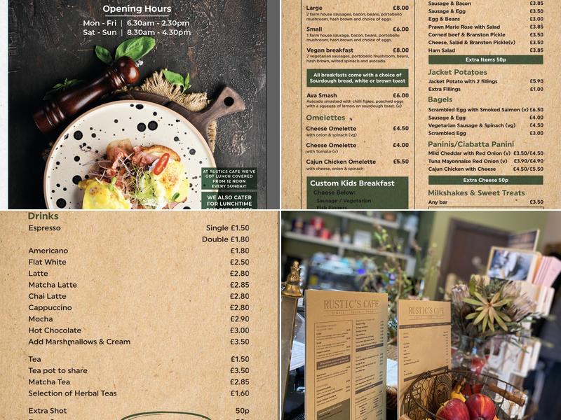 Rustics Cafe Menu