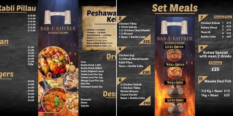 Bab E Khybar Menu