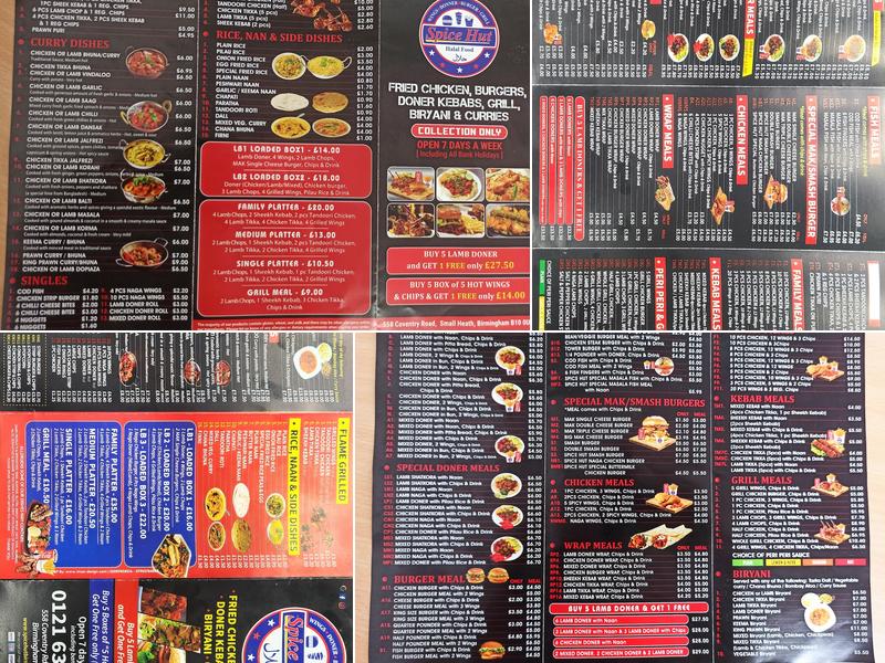 Spice Hut Menu