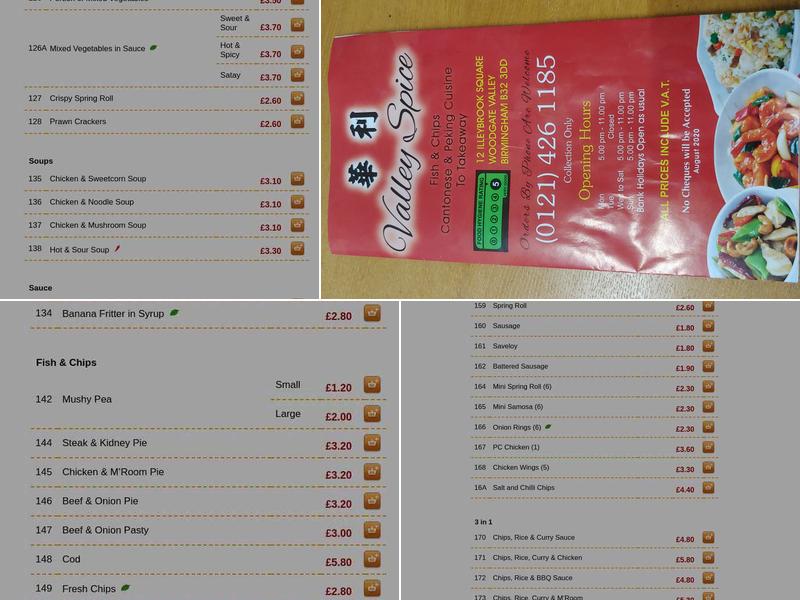 Valley Spice Menu