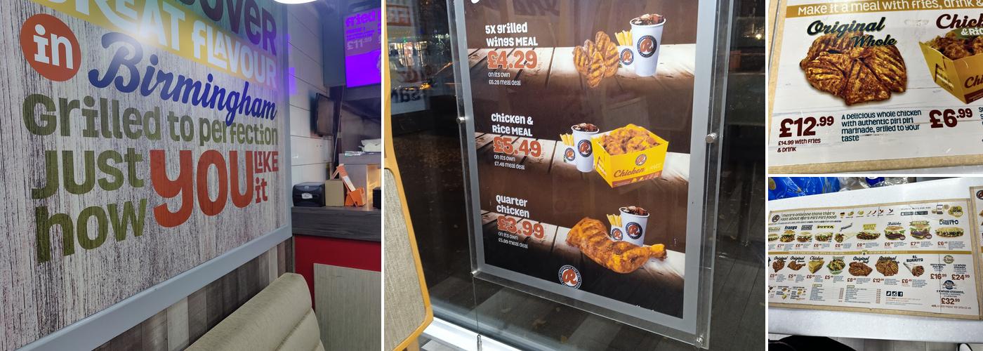 Rio's Piri Piri Menu