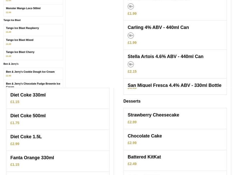 Jim's Golden Fry Menu