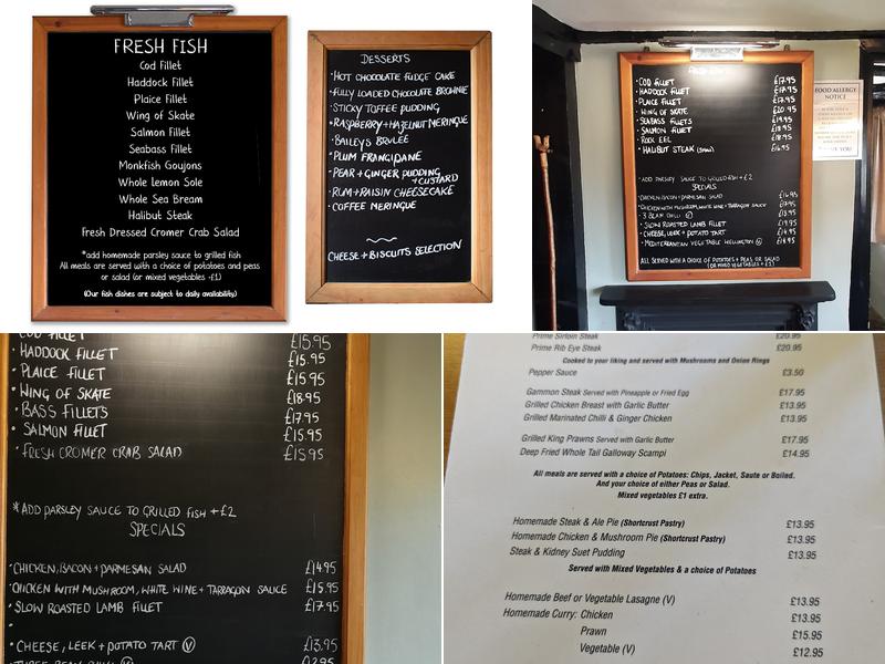 The Three Horseshoes Menu