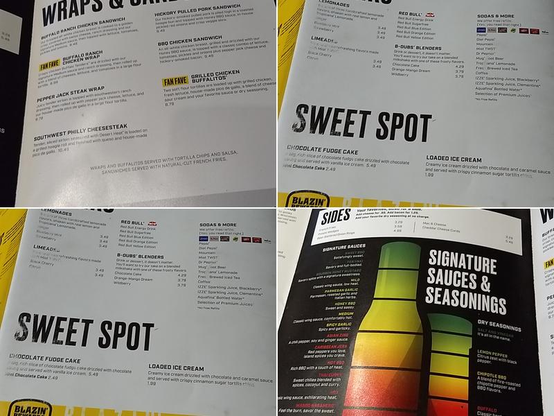 Buffalo Wild Wings Menu
