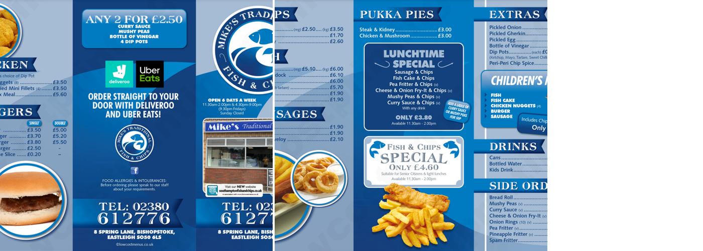 Mikes Traditional Fish & Chips Menu
