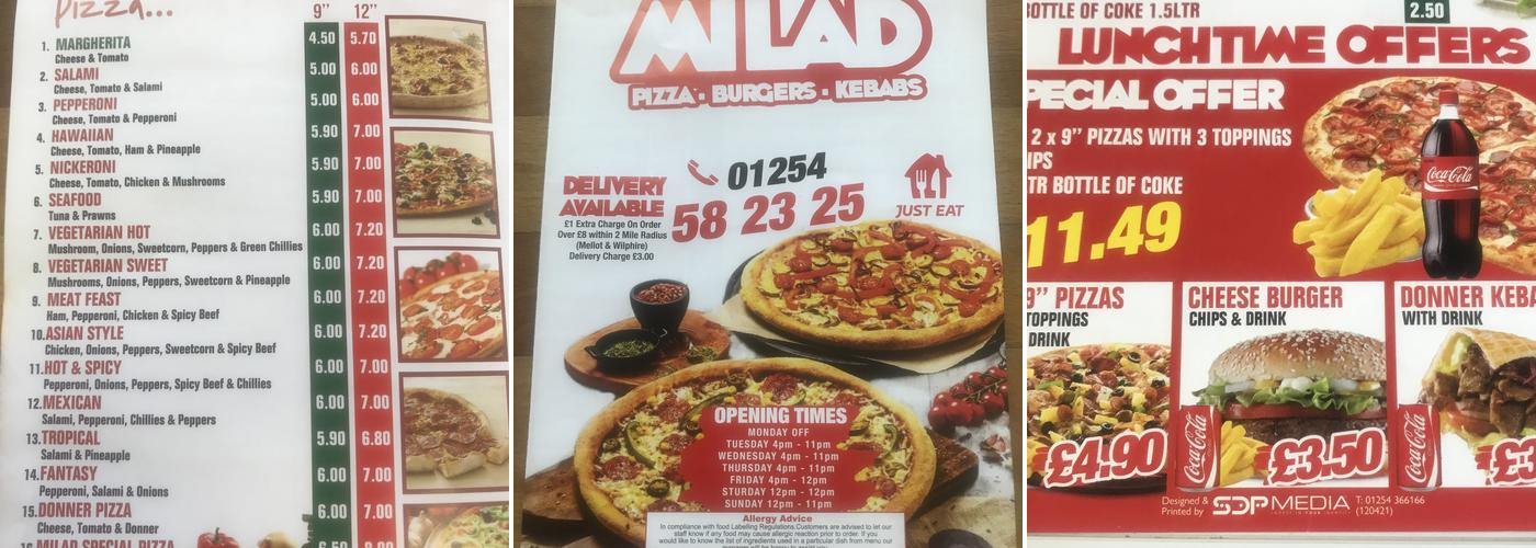 Milad Takeaway Menu