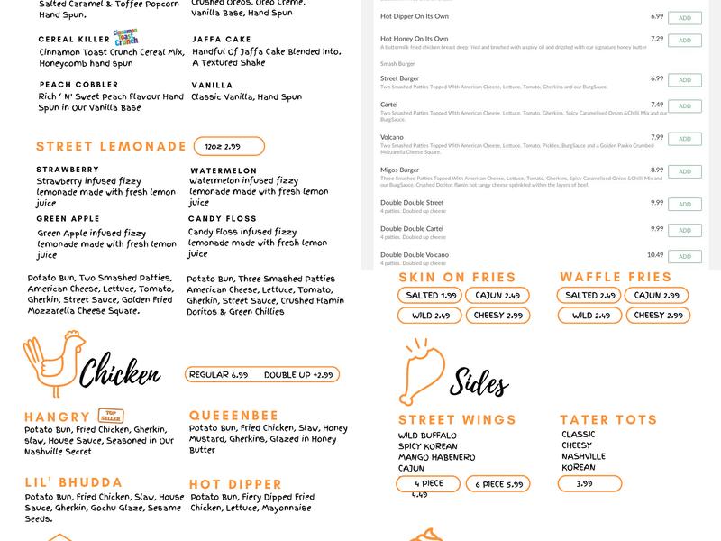 16th Street Menu