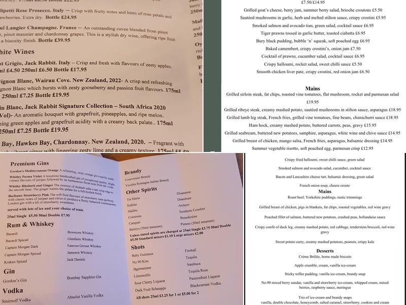 No.90 Bar & Grill Menu