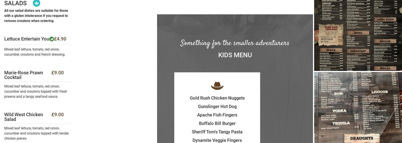Wild West Diner Menu