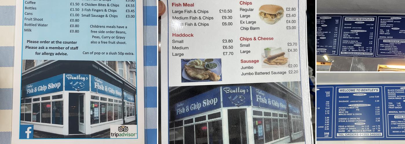 Bentley's Fish & Chip Shop Menu