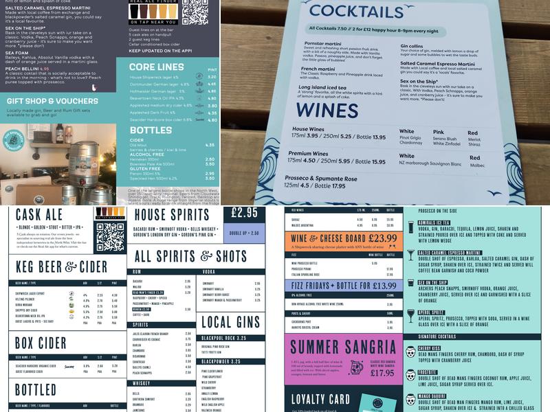 The Shipwreck Brewhouse Cleveleys Menu