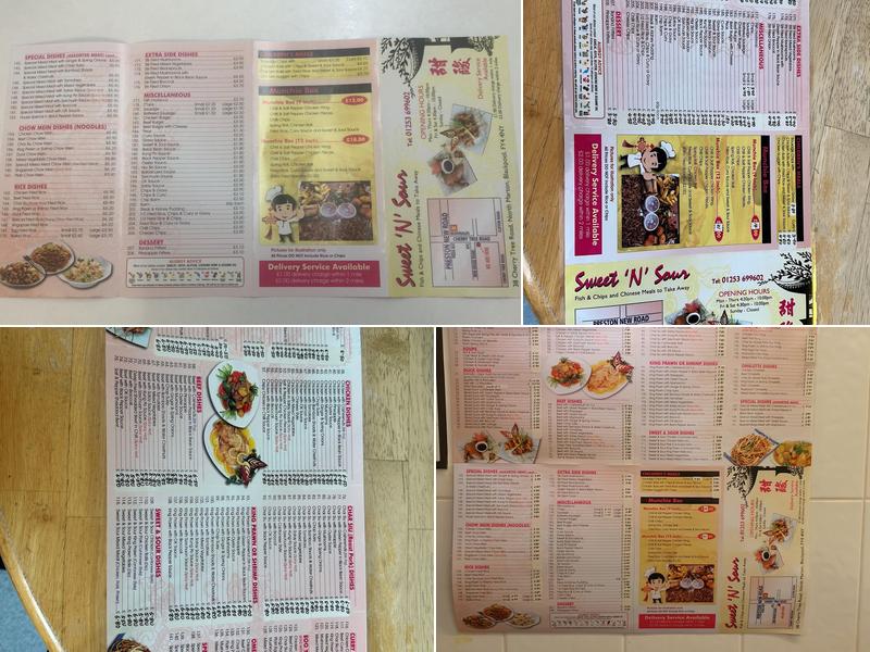 Sweet N Sour Menu