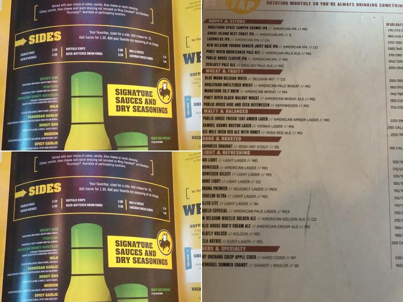Buffalo Wild Wings Menu