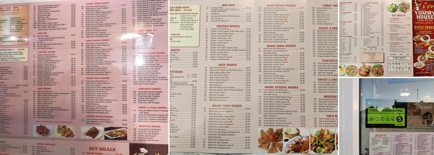 Yummy House Menu