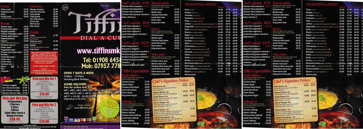 Tiffins MK.com Order Online Menu