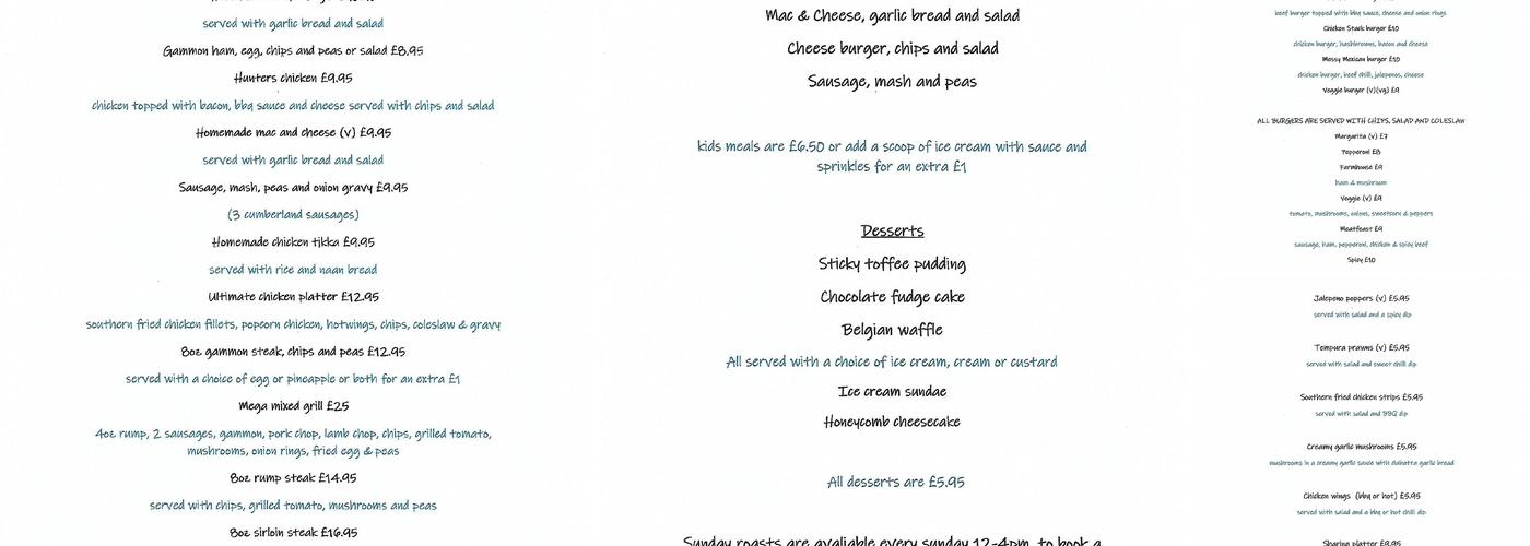 Plough Inn Menu