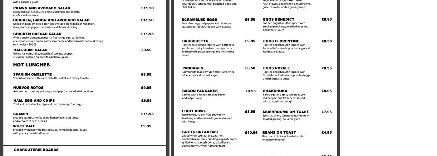 Caffe Grey Menu