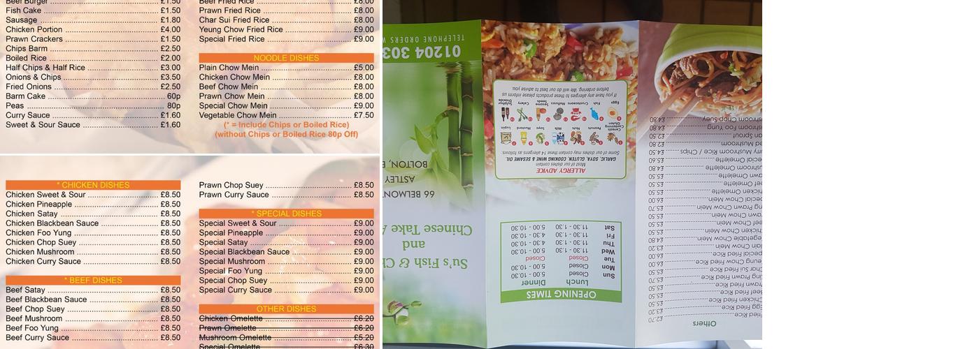 Su's Fish & Chips Menu