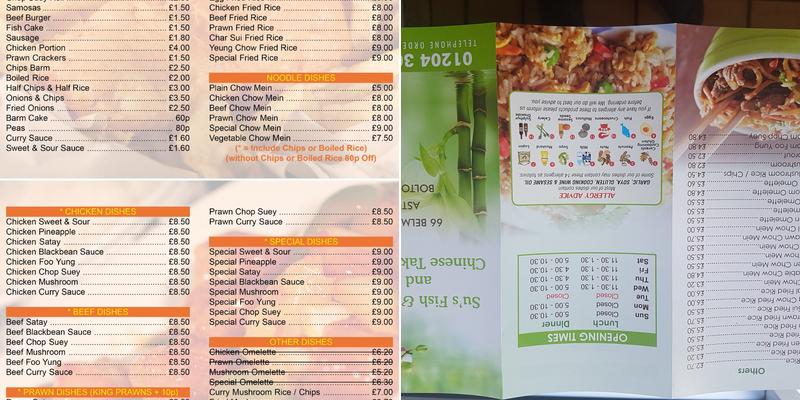 Su's Fish & Chips Menu