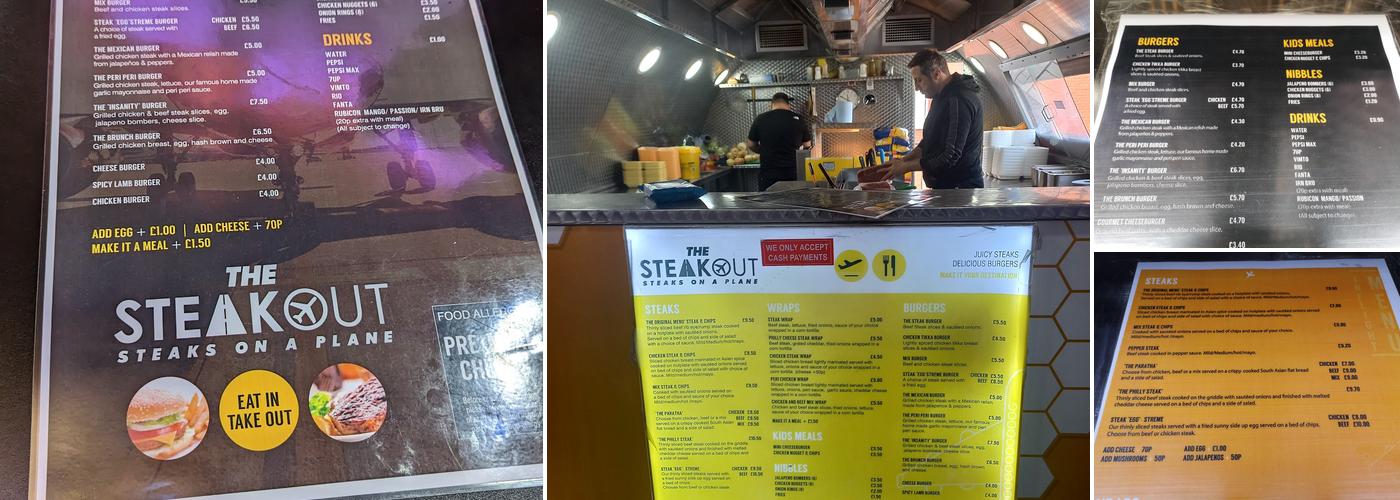 Steaks on a Plane Menu