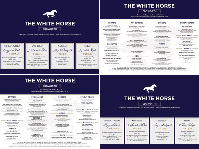 The White Horse Edgworth Menu