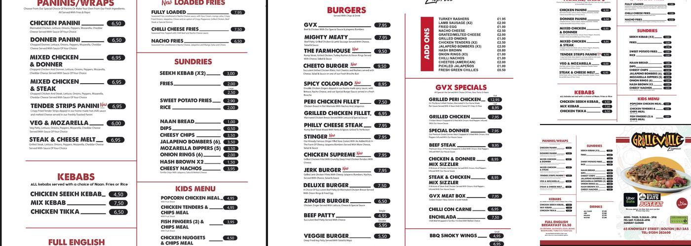 GRILLEVILLE EXPRESS Menu
